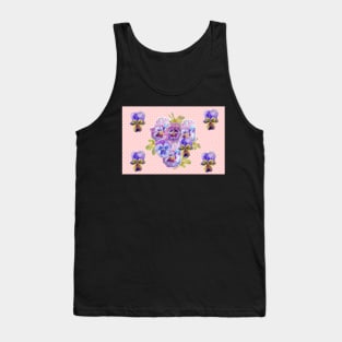 Purple Pansy Pink floral Dot Tank Top